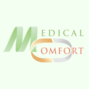 メディカルコンフォートのロゴマーク。緑でMEDICAL、オレンジでCOMFORT